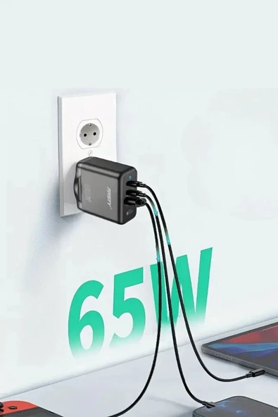 Hızlı Şarj Edebilen TYPE C uçlu Şarj Aleti 65W Siyah - 2