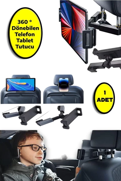 Koltuk Arkası 360 ° Ayarlanabilir Tablet Telefon Tutucu