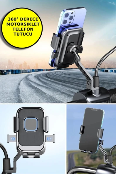 360 Derece Dönebilen Dikiz Aynası Versiyonu Telefon Tutucu Motor,Motosiklet,Bisiklet ,Scooter İçin