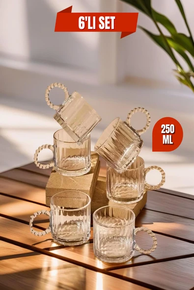 6 Adet Bonbon Borosilikat Çay Bardağı, Isıya Dayanıklı Sunum Bardağı (250 ml)