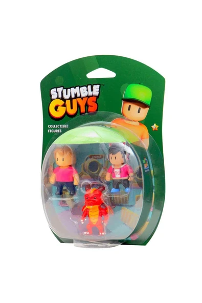 Stumble Guys 3’lü Figür Seti - Ms Stumble – Gamer Gina – Inferno Dragon - 3