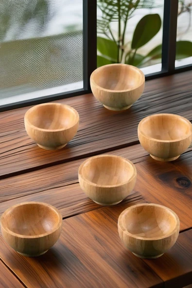 6 Adet Bambu Sunum Kasesi, Çerezlik, Kase, Servis Kasesi, Sosluk, Reçel Kasesi - 5