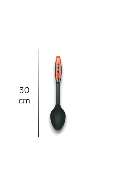 2'li Kırmızı Yanmaz Yapışmaz Teflon Servis Seti 220 ° Dayanıklı Kaşık & Makarna Kaşığı - 3