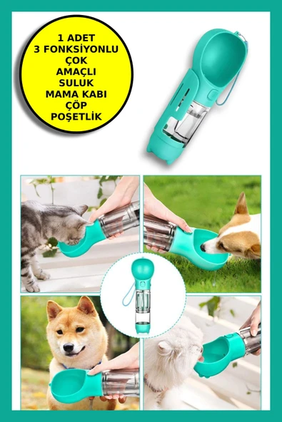 Kedi Köpek Evcil Hayvan Portatif Çok Amaçlı Suluk ve Mama Kabı - 300 ml + 150 ml - 9