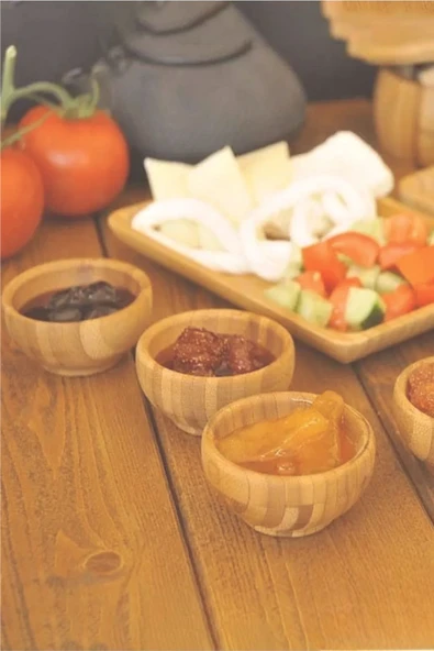 6 Adet Bambu Sunum Kasesi, Çerezlik, Kase, Servis Kasesi, Sosluk, Reçel Kasesi - 6