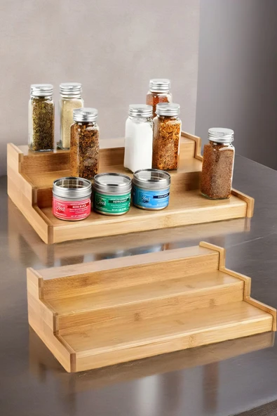 Bambu 3 Katlı Stand Organizer, Baharatlık Düzenleyici - 3