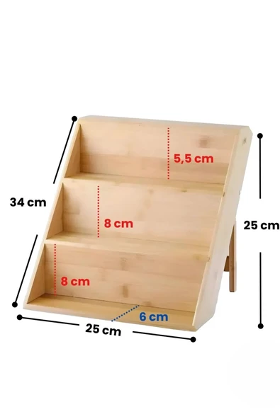 3 Katlı Bambu Katlanır Ayaklı Baharatlık Standı Çekmece İçi Baharatlık Standı, Bambu Organizer - 8
