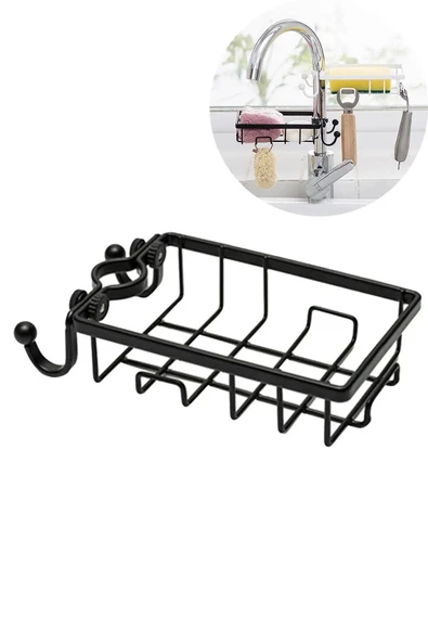 Paslanmaz Çelik Mutfak Banyo Musluğuna Sabitlenebilir Sabun ve Sünger Tutucu Organizer - 2