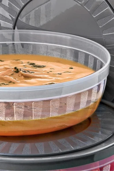 2 Adet Kapaklı Yuvarlak Saklama Kabı Seti - Kase Mikrodalga & Difriz Uyumlu 4 Lt Antrasit - 7