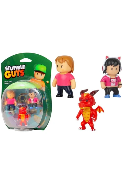 Stumble Guys 3’lü Figür Seti - Ms Stumble – Gamer Gina – Inferno Dragon