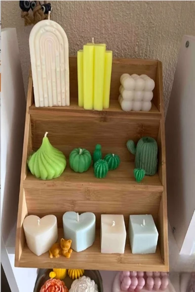 3 Katlı Bambu Katlanır Ayaklı Baharatlık Standı Çekmece İçi Baharatlık Standı, Bambu Organizer - 5