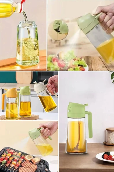 2si 1 arada Yağdanlık - Spreyli ve Dökücü Yağdanlık Cam Yağ Püskürtücü - 3