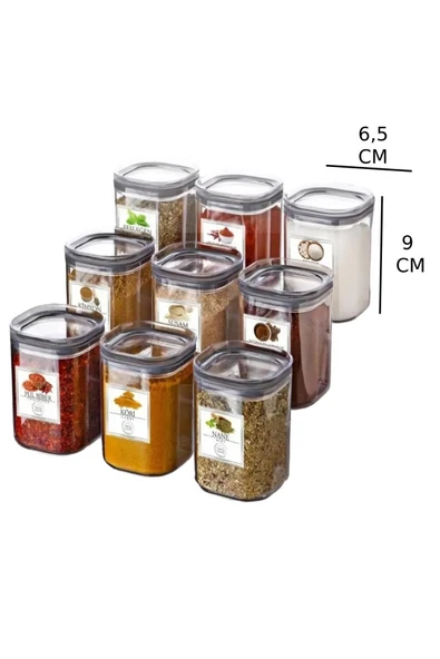 9'lu Baharatlık Set - Bambu Baharatlık - Baharat Etiketi Hediye - 6