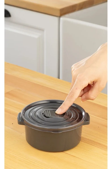 Mikrodalga Ve Difrizde Kullanılabilen Saklama Kabı Seti Yuvarlak 12'li Antrasit - 5