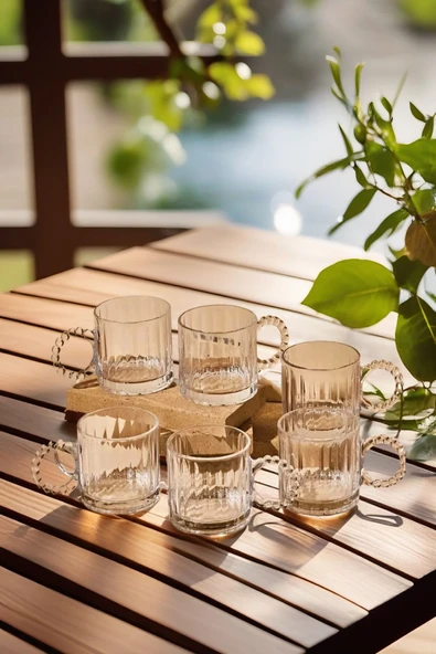 6 Adet Bonbon Borosilikat Çay Bardağı, Isıya Dayanıklı Sunum Bardağı (250 ml) - 2