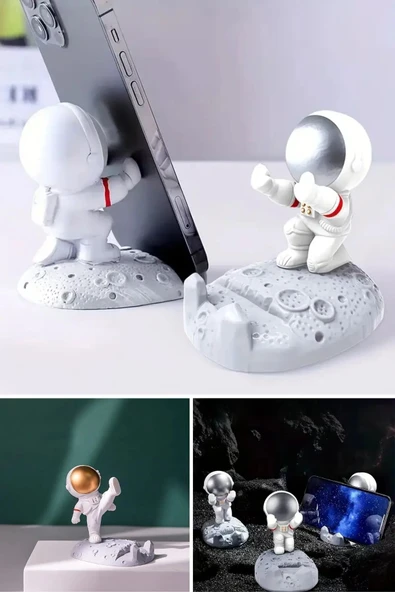 Mini Astronot Model Telefon ve Tablet Tutucu Standı - 5