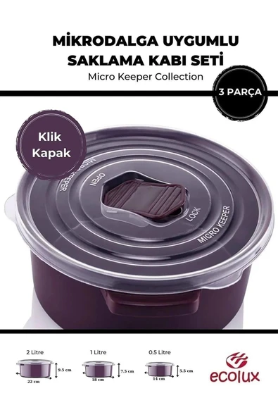 Mikrodalga Ve Difrizde Kullanılabilen Saklama Kabı Seti Yuvarlak 12'li Antrasit - 9