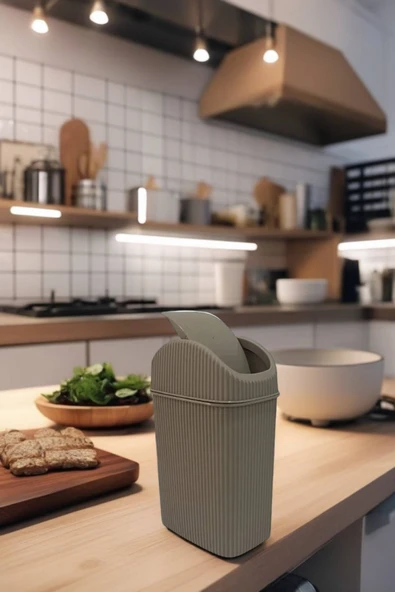 Mini Çöp Kovası, Mutfak, Banyo, Tuvalet, Ofis Çöp Kutusu Gri - 12