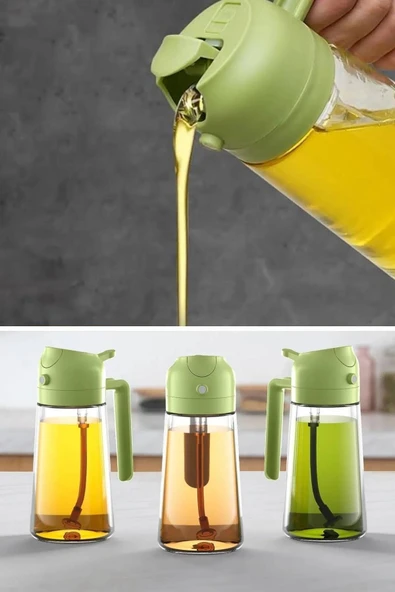 2si 1 arada Yağdanlık - Spreyli ve Dökücü Yağdanlık Cam Yağ Püskürtücü - 2