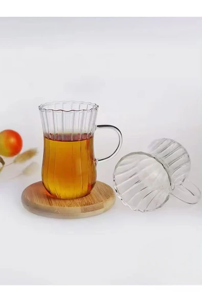 3'lü Set 1 Adet Cam Demlik 1000 ml - 2 Fincan 225 ml Takım - Model 2 - 5