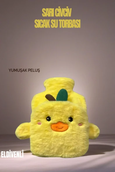 Sarı Civciv Sıcak Su Torbası Yumuşak Peluş Hediyelik - 3