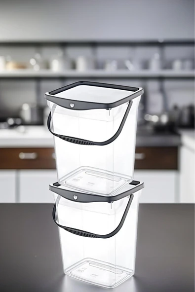 Mega Boy 2'li Kare Un Bakliyat Kabı 6 Litre - Deterjanlık Saklama Kutusu Kabı 2 Adet Un Saklama Kabı - 3