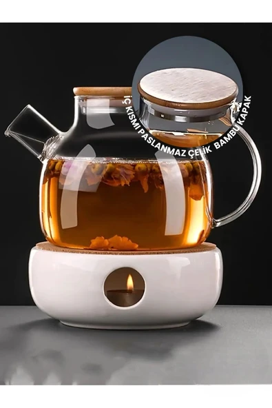 3'lü Set 1 Adet Cam Demlik 1000 ml - 2 Fincan 250 ml Takım / Model 1 - 2