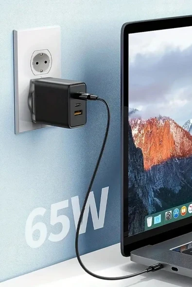 Hızlı Şarj Edebilen TYPE C uçlu Şarj Aleti 65W Siyah - 3