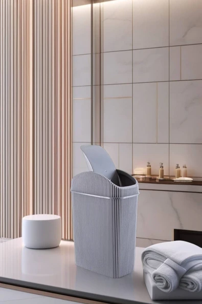Mini Çöp Kovası, Mutfak, Banyo, Tuvalet, Ofis Çöp Kutusu Gri - 5