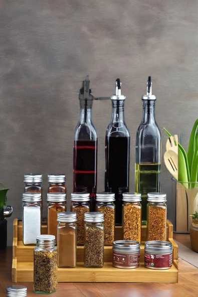 Bambu 3 Katlı Stand Organizer, Baharatlık Düzenleyici - 2