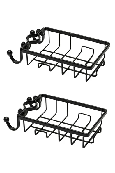 Paslanmaz Çelik Mutfak Banyo Musluğuna Sabitlenebilir Sabun ve Sünger Tutucu Organizer - 4