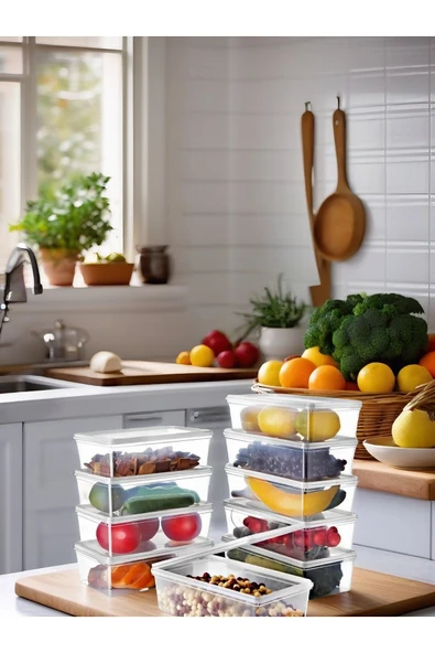 10 Adet Kendinden Kapaklı Derin Dondurucuya Uygun Saklama Kabı 2 Lt - 3