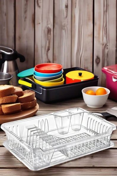 Şeffaf Tezgah Üstü Bulaşıklık - Tabaklık - Kurutmalık Bulaşık Düzenleyicisi - 2