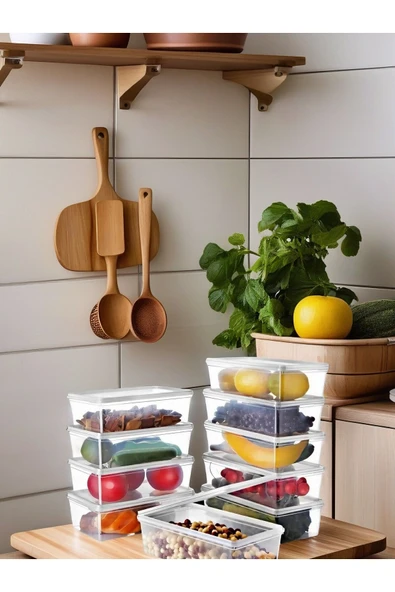 10 Adet Kendinden Kapaklı Derin Dondurucuya Uygun Saklama Kabı 2 Lt - 2