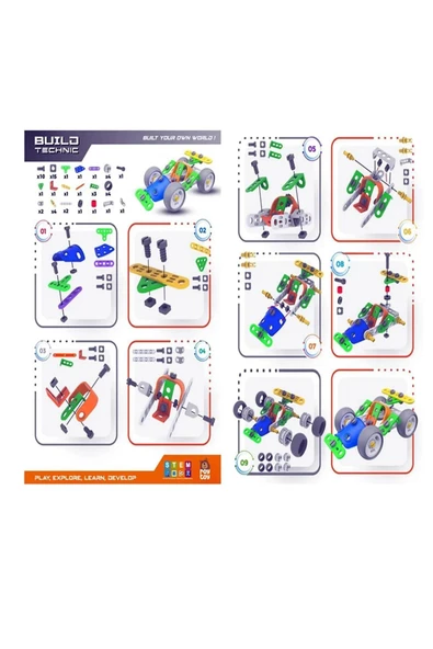 58 Parça Tak-sök Go-kart Arabası Block Yapı Seti - 5
