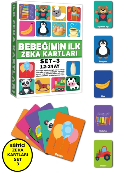 Bebeğimin Ilk Zeka Kartları Set-3 / 12-24 Ay -Eğitici Kartlar ürün görseli 1