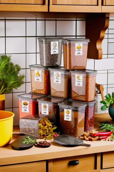 36 Adet Jumbo Boy Dikdörtgen Saklama Kabı 2000 Ml Antrasit 50 Adet Etiket Hediye - 5