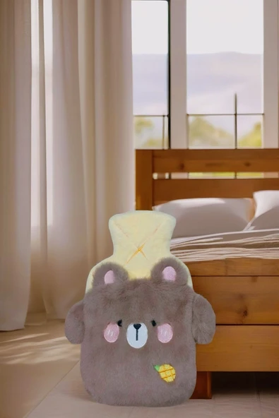 Ayıcık Figürlü Yumuşak Peluş Eldivenli 500 ml lik Sıcak Su Torbası - 5