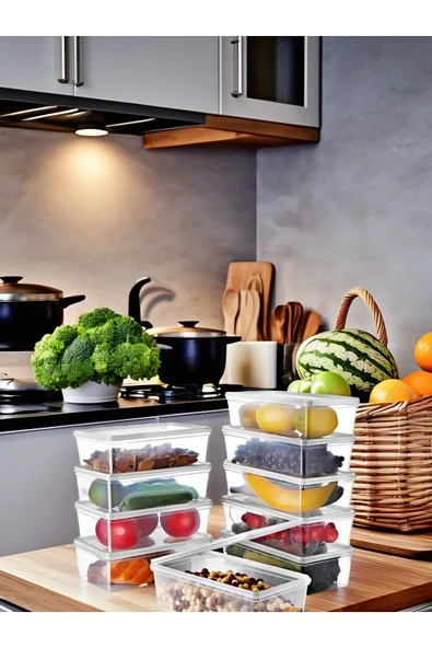 10 Adet Kendinden Kapaklı Derin Dondurucuya Uygun Saklama Kabı 2 Lt - 4