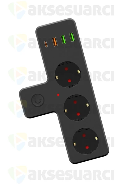 vmk Nesil 3'lü Duvar Priz Termal Akım Korumalı Priz 3 x USB, 1 x Type-C 20W PD Giriş Life 103768 - 3