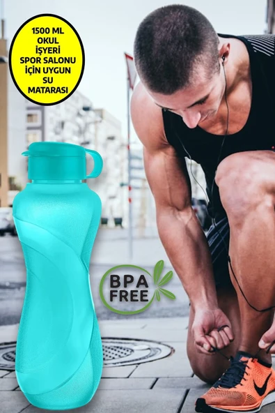 Waterfresh 1500 ml Matara Okul Işyeri Spor Salonu Için Uygun & Su Şişesi & Suluk - Turkuaz