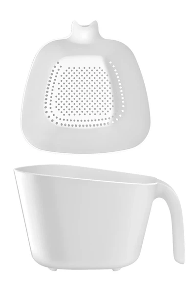 Saplı, Ikili Pirinç Makarna Sebze Süzgeci 2,45lt Beyaz - 2