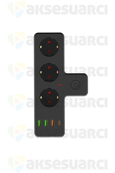 vmk Nesil 3'lü Duvar Priz Termal Akım Korumalı Priz 3 x USB, 1 x Type-C 20W PD Giriş Life 103768