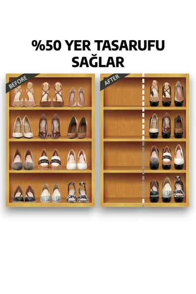 10'lu Ayarlanabilir 4 Kademeli Ayakkabı Rampası Set Siyah - 3