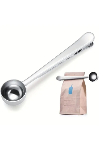 2 Adet Mandallı Kahve Ölçü Kaşığı Gümüş Renk Çok Fonksiyonlu Paslanmaz Çelik Kaşık - 7