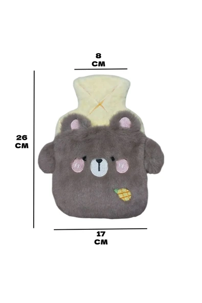Ayıcık Figürlü Yumuşak Peluş Eldivenli 500 ml lik Sıcak Su Torbası - 6