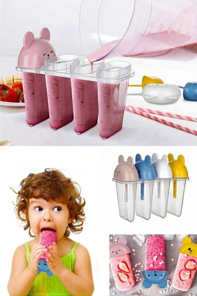 4'lü Kolay Şekillendirici Sevimli Çocuk Meybuz & Dondurma Kalıbı - 4