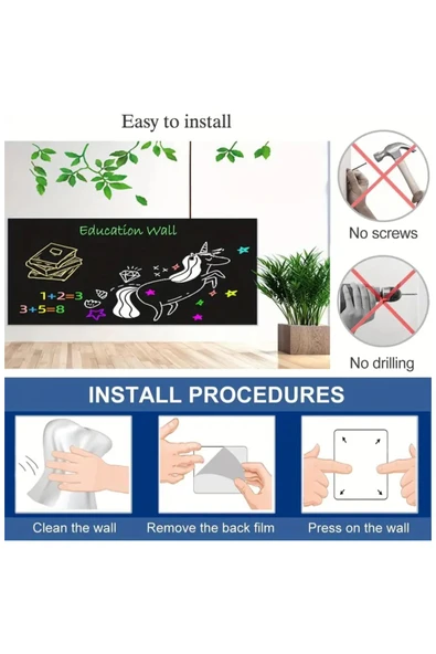 Büyük Boy Yapışkanlı Kara Tahta Sticker - 6