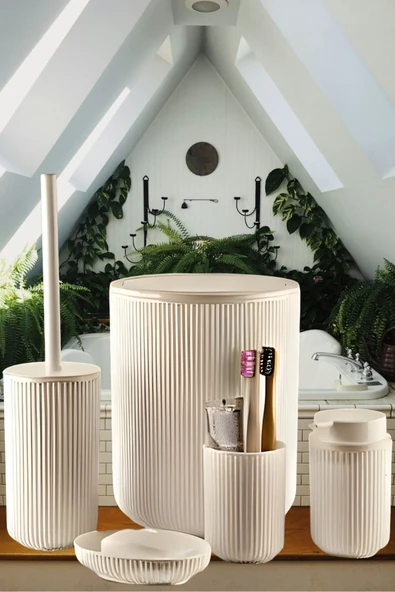 5 Parça Banyo Seti Bej - 2