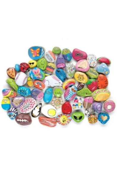 Taş Boyama Seti- Doğal Taşlar-Akrilik Boya-Fırça-Ahşap Hepsi Bir Arada Muhteşem Set - 4